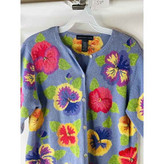 90s Womens Small Hawaiian Floral All Over Knit Sh… - image 3