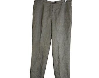 90er Jahre Damen 14 Wolle Hahnentritt karierte Flache Front Hosenhose Hose Old Geld, Damen Wollhose, Vintage Wolle karierte Hose, Wolle Faltenhose
