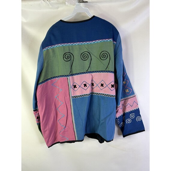 90s Whimsy Artsy Rainbow Patchwork Geometric Jack… - image 7