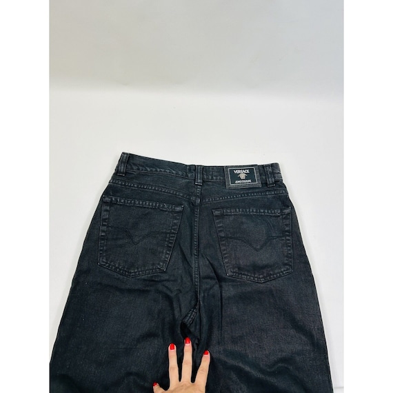 お中元 お歳暮 お年賀 夏 冬 年末年始のご挨拶 ギフト 通販な 90s Versace Baggy Tapered Black Faded Out Spell 32x33 Mens パンツ