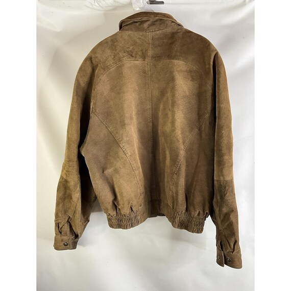 90s Mens Large Suede Leather Distressed Zip Flight Jacket Coat