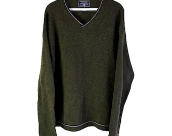 Y2K American Eagle Lambswool Knit Sweater Green Cobain Grunge Large, American Eagle Sweater, Mens Knit Sweater, Lambswool Sweater