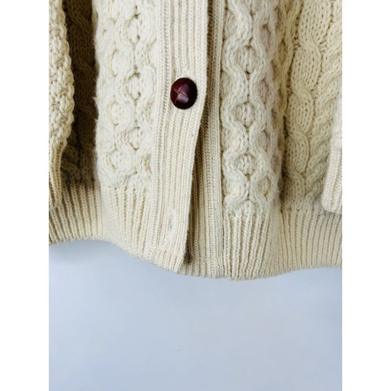 80s Womens 2XL Irish Wool Chunky Cable Knit Fishe… - image 3
