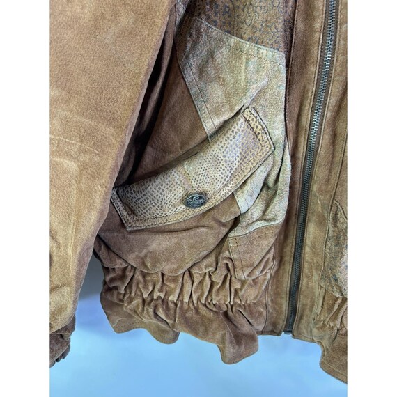 90s Womens Medium Suede Leather Patchwork Dolman … - image 5