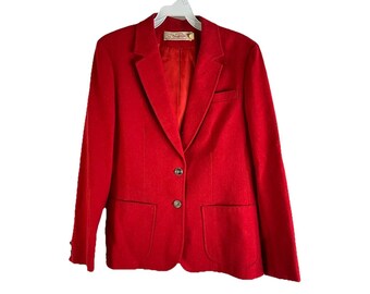 70s Pendleton Womens 12 Wool Two Button Blazer Jacket Red USA Preppy, Pendleton Womens Blazer, Vintage Wool Blazer, Preppy Blazer