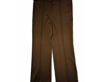 70er Damen 16 Große braune High Rise Wide Leg Strickhose Hippy Disco USA, Damen Wide Leg Hose, 1970er Strickhose, Vintage Bell Bottom Hose