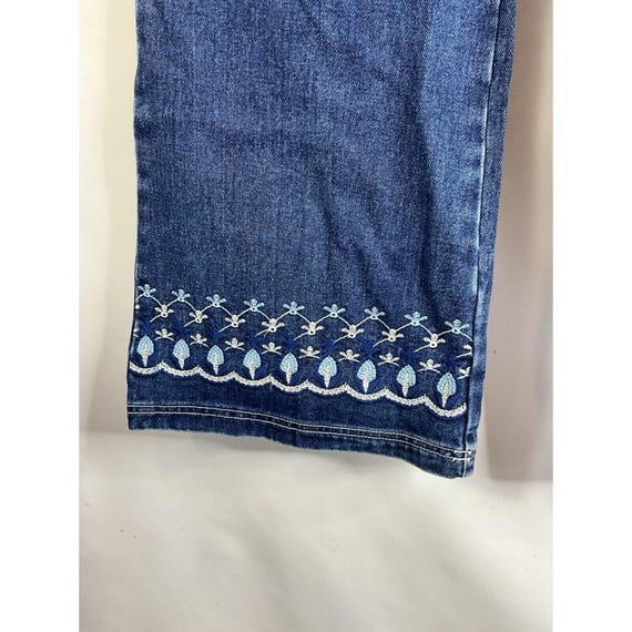 Y2K Womens 20 W Embroidered Floral Baggy Flared Jeans Skater Grunge, Womens Embroidered Jeans, Vintage Baggy Jeans, Flared Jeans View 5
