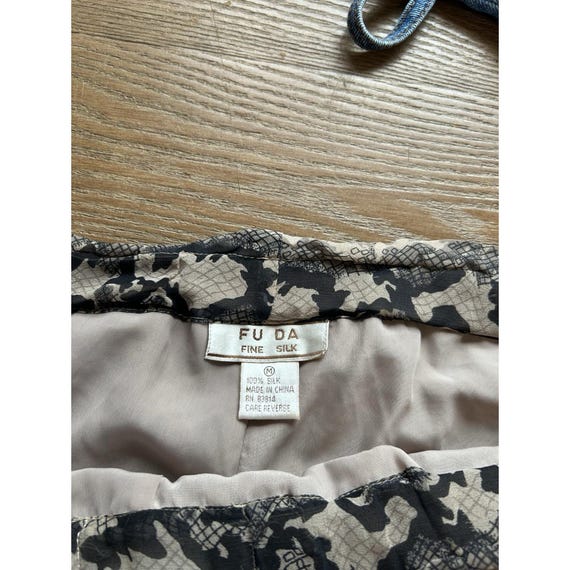 80s Womens Medium Silk Python Snake Print Flowy P… - image 3