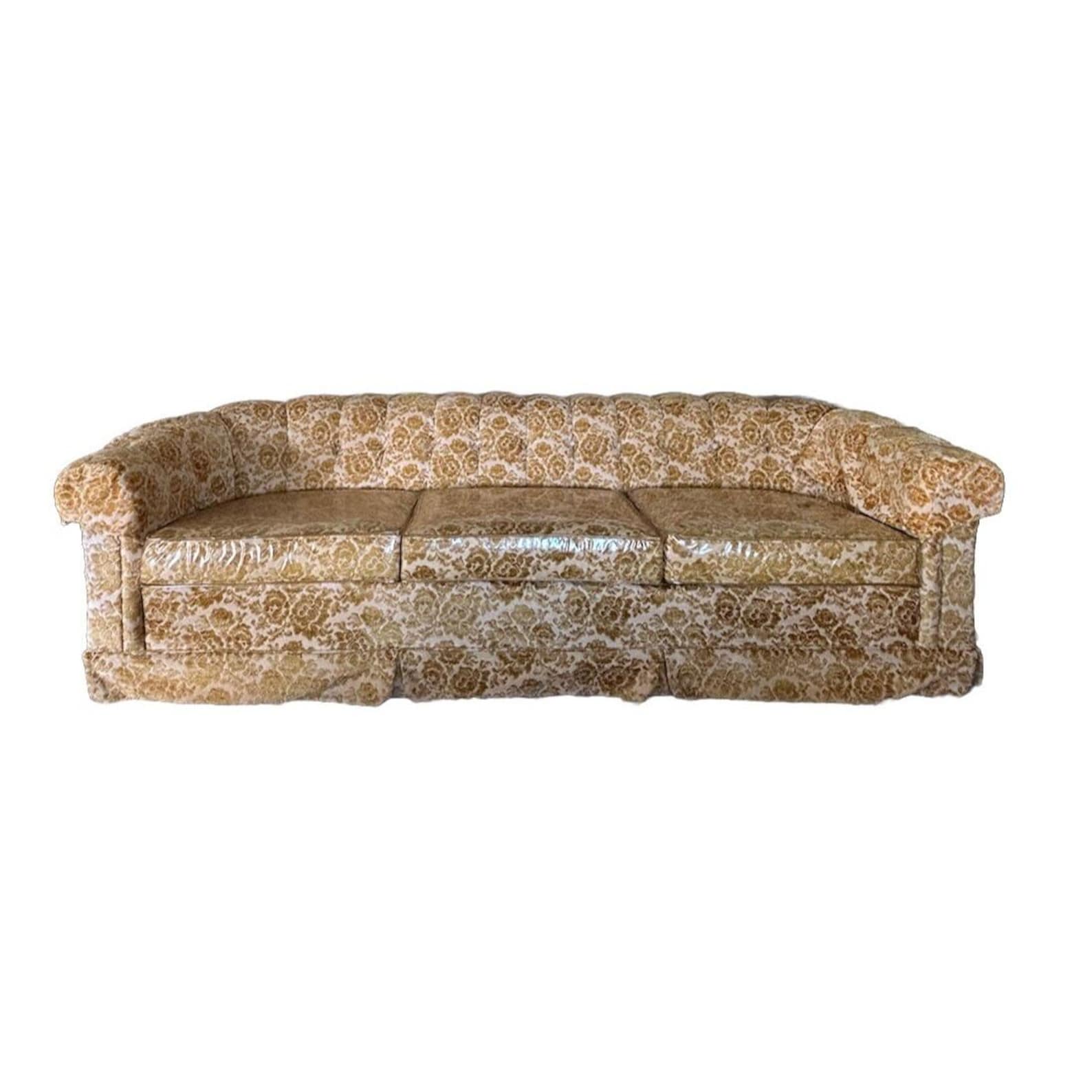 70s Mid Century Modern Sofa Couch Chenille Tapestry Teak Peg Leg, Mid Century Modern Couch, Vintage Chenille Couch, Kroehler Couch