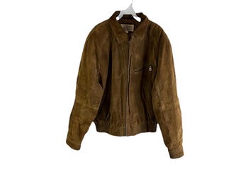 Suede Bomber Jacket Vintage 90s - Leather Men Jacket - Suede