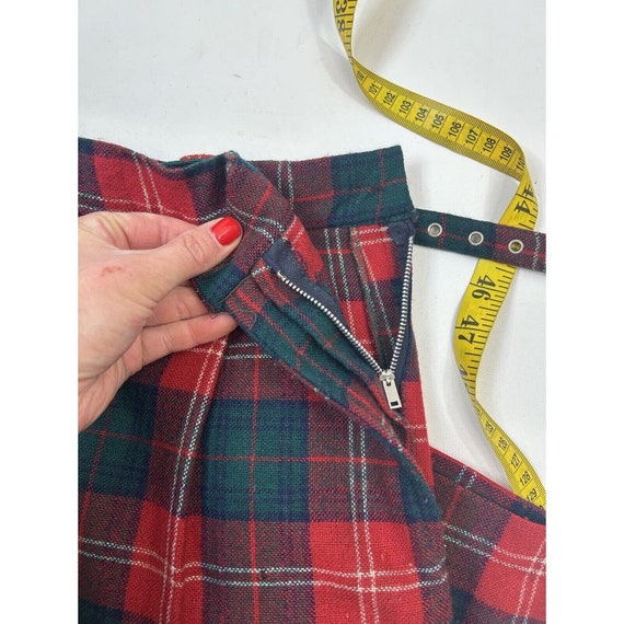 1950s Womens Small Wool Tartan Plaid Belted Pleat… - image 2