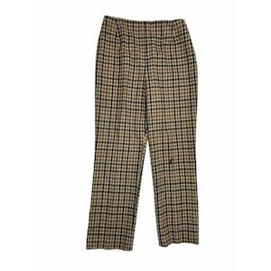 70s Womens 16 Large Wool Plaid High Rise Straight Trouser Pants Hippy Disco, Womens Plaid Pants, Vintage Wool Trousers, 1970s Womens Pants