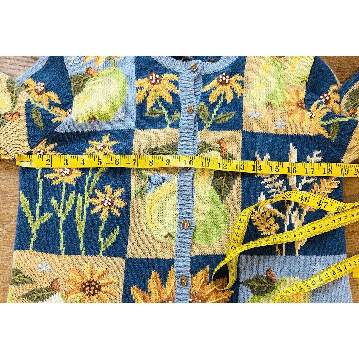 トップス 90's vintage sunflower knit cardigan Vintage Sunflower Sweater Floral Design 3D Knit Cottage Core