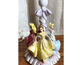 Vintage Disney-prinseslamp uit de jaren 90 Belle Assepoester Doornroosje 16", vintage Disney-lamp, Disney-prinseslamp