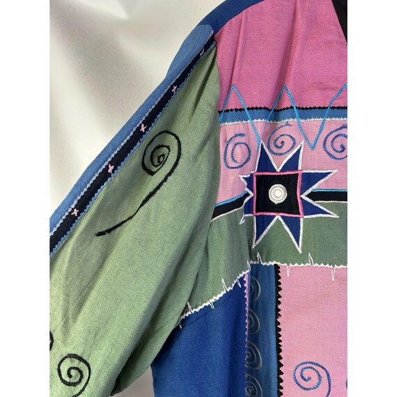 90s Whimsy Artsy Rainbow Patchwork Geometric Jack… - image 5