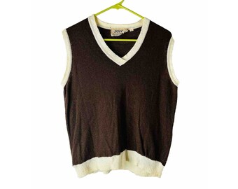 70s Womens Large Color Block Knit Sleeveless Blouse Tank Top, Womens Sleeveless Blouse, Vintage Tank Top, 1970s Womens Blouse