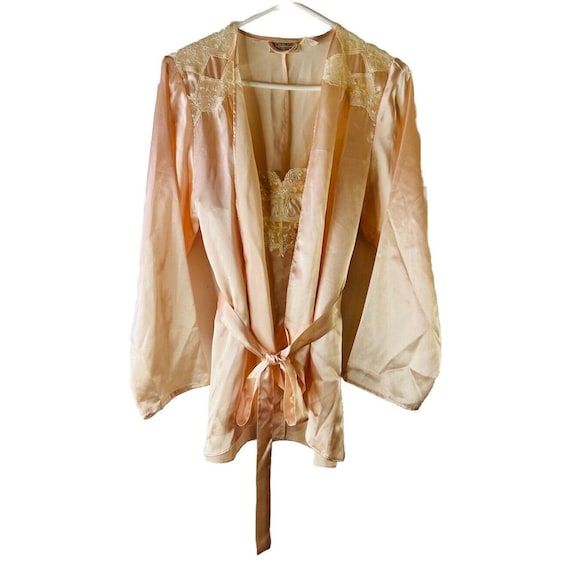 90s Victorias Secret Blush Pink Lace Robe Chemise Set Romantic Small Pet, Victorias Secret Robe, Vintage Victorias Secret Chemise Set