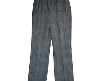 Pantalon taille haute à carreaux en laine pied-de-poule pour femmes des années 80, Rockabilly, pantalon pied-de-poule pour femme, pantalon plissé en laine VTG