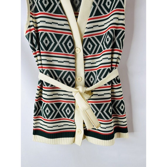 70s Womens XL Southwestern Knit Belt Sweater Vest… - image 5