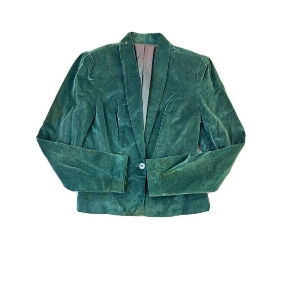 60s Womens Medium Velour Velvet Blazer Jacket Emer