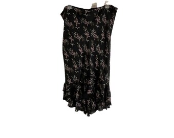 Y2K Damen 20 Seide Floral Rüschen Rüschen Slip Pull On Rock Whimsigoth, Damen Seidenrock Vintage Blumenrock, Pull On Rock, Whimsigoth