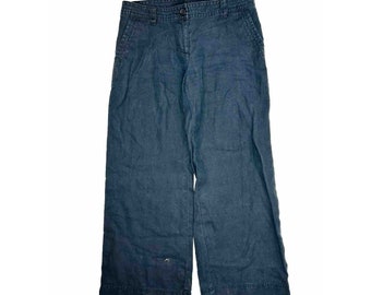 Y2K レディース 10 ガージー リネン バギー ワイドレッグ リネン パンツ アーティスティック ラゲンルック、レディース リネン パンツ、ヴィンテージ パラッツォ パンツ、ラゲンルック パンツ