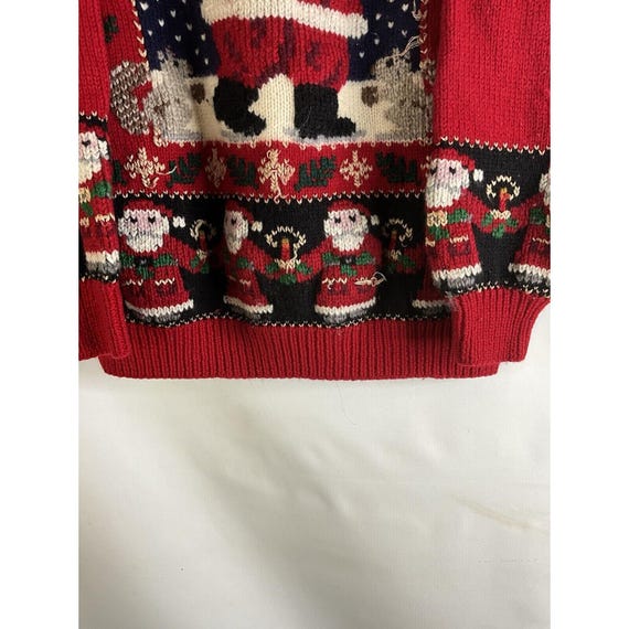 90s Womens Large Hand Knit Wool Santa Clause Christmas Sweater, Womens Knit Sweater, Vintage Wool Christmas Knit Sweater, Ugly Christmas View 2