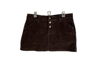 Y2K Juniors 13 Micro Corduroy Button Fly Mini Micro Skirt Grunge skater, Womens Corduroy Skirt, Vintage Mini Skirt, Button Fly Skirt