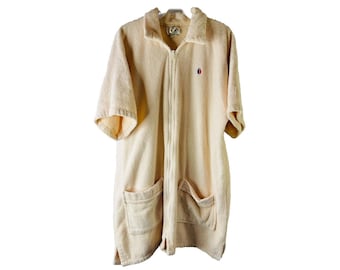 70s Womens Large Terry Cloth Beach Jacket Swim Cover Up USA Preppy, Vintage Swim Cover Up, Vintage Terry Cloth Jacket, 1970s Womens Shirt