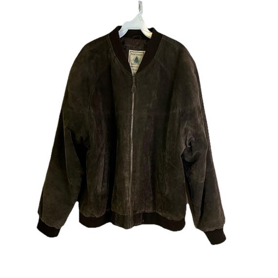90’s Suede Leather Blouson Bomber Jacket 90s Mens XL Suede Leather Zip Bomber Jacket Preppy Grunge, Vintage