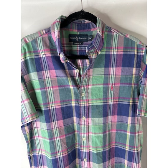 90s Ralph Lauren Mens M Rainbow Inida Madras Plaid Classic Fit