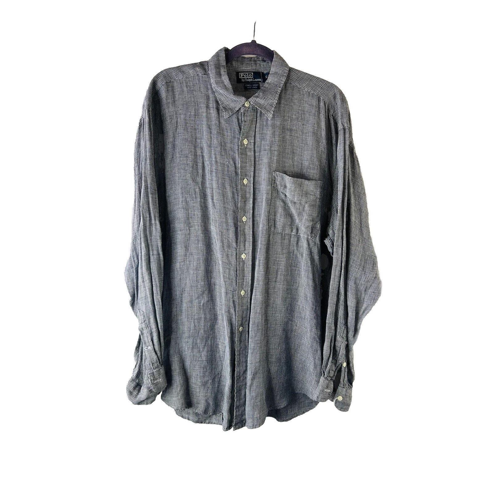 90s Polo Ralph Lauren Mens XL Lowell Sport Linen Houndstooth