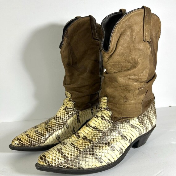 90s Snake Skin Python Leather Western Cowboy Boot… - image 9