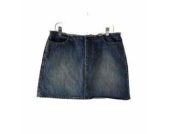 Y2K J. Crew Womens 8 Faded Distressed Denim Jean Button Fly Mini Skirt, J. Crew Womens Skirt, Vintage Jean Mini Skirt, Y2K Womens Skirt