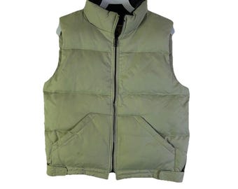 Y2K Womens Medium Duck Down Cropped Puffer Vest Jacket Streetwear, Vintage Down Fill Puffer Vest, Womens Down Cropped Vest