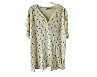 90s mujeres 2XL Micro Floral angustiado camiseta holgada blusa grunge, blusa floral para mujer, camiseta holgada vintage, camiseta floral para mujer