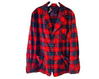 Camisa con botones de bolsillo de franela a cuadros de lana virgen mediana de Pendleton para hombre de los años 80, chaqueta de hombre de Pendleton, blazer vintage de Pendleton, chaqueta de cuadros de lana