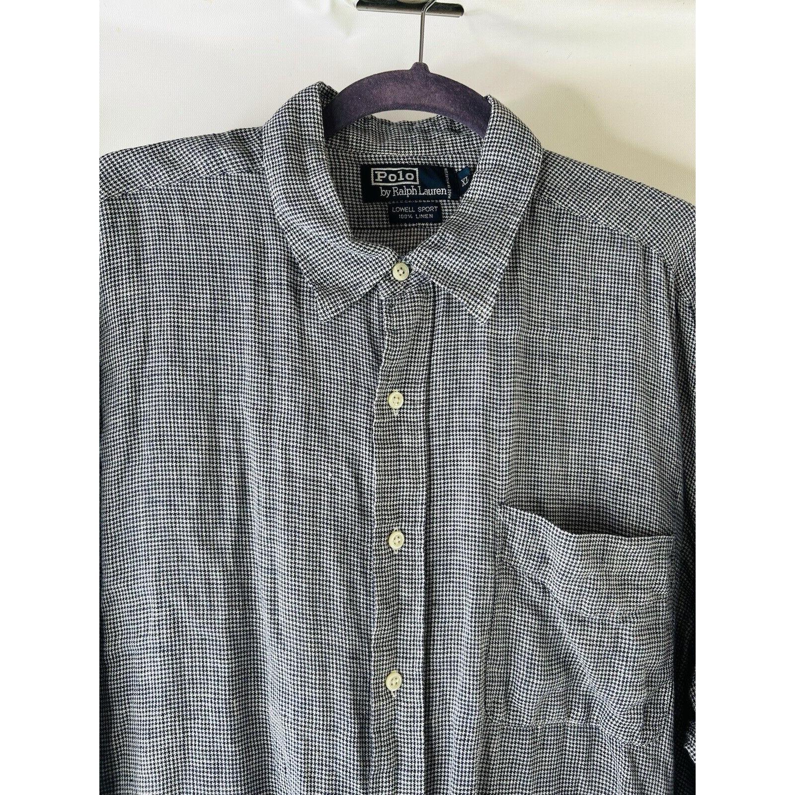 90s Polo Ralph Lauren Mens XL Lowell Sport Linen Houndstooth
