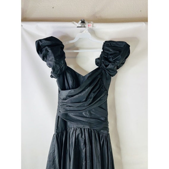 1980s Womens 5/6 Taffeta Puff Sleeve Prom Dress B… - image 3