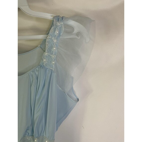 70s Womens Small Sheer Nylon Flounce Nightgown Bl… - image 3