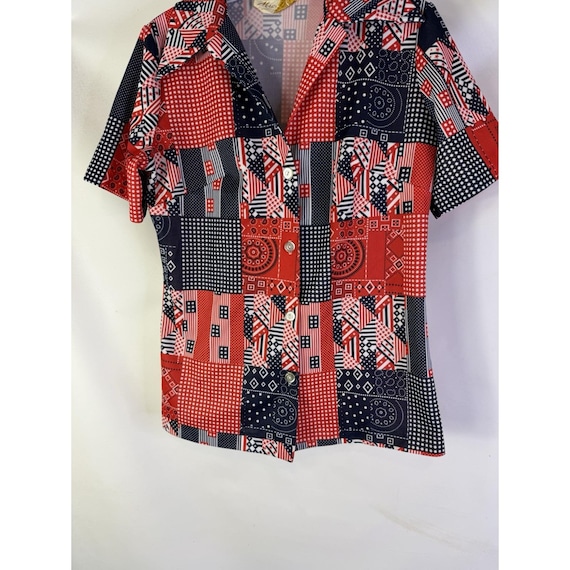 70s Rockabilly Patriotic Patchwork Dagger Collar … - image 3