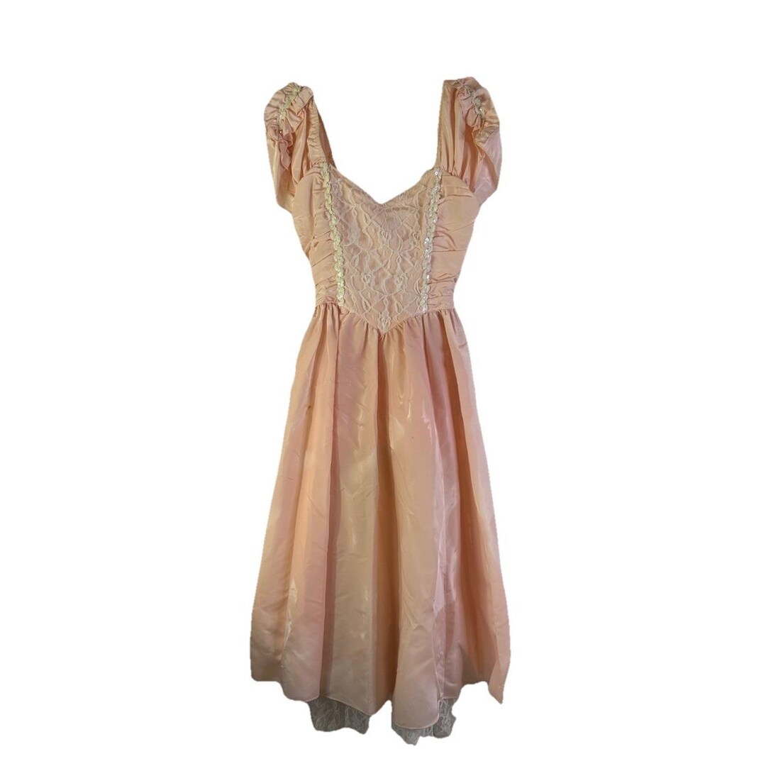 80s Jessica Mcclintock Gunne Sax Puff Sleeve Tafetta Dress Princess ...
