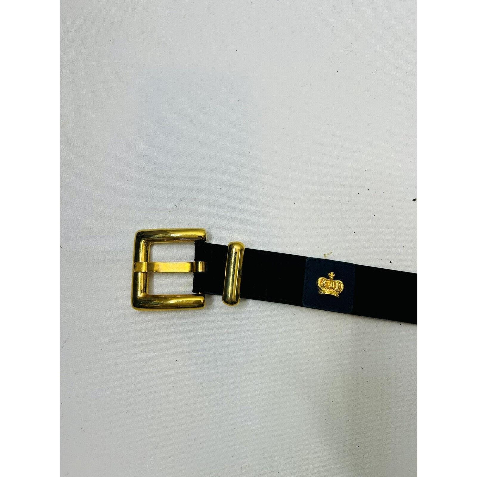90s Escada Womens 36 Leather Suede Brass Crown Grommet Belt 
