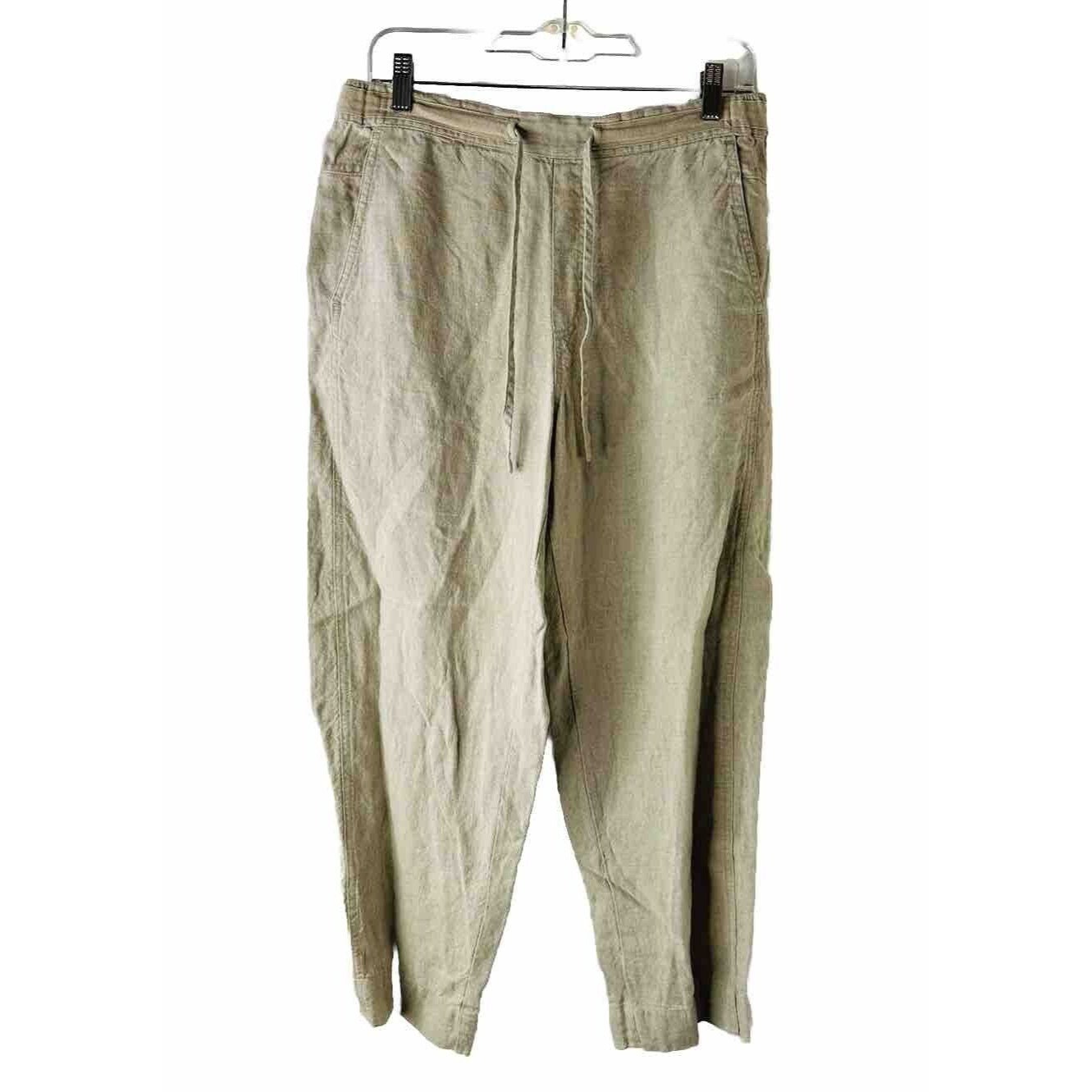 90s Orvis mujeres medio gasa lino tirar en pantalones de tobillo recortados Lagenlook, pantalones de mujer Orvis, pantalones de lino vintage, pantalon
