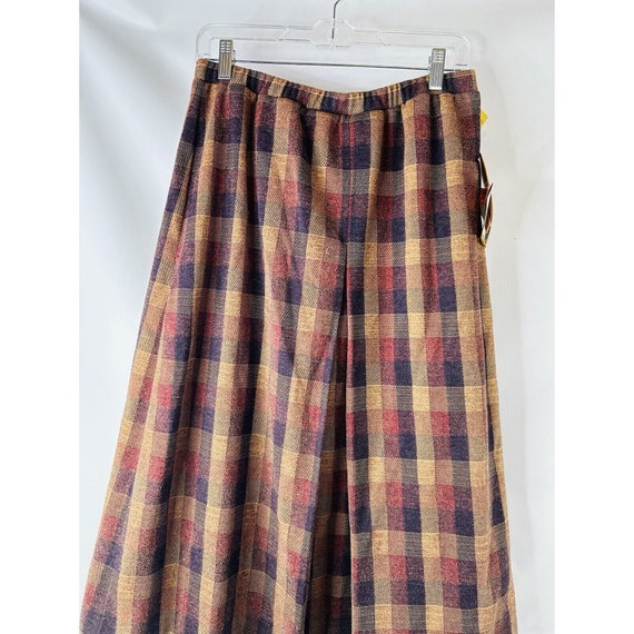 NOS 70s Womens 13/14 Plaid Knit A Line Knee Skirt… - image 7