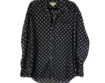 90s Banana Republic Safari Mens XL Paisley Micro Floral Button Shirt, Banana Republic Safari Mens Button Shirt, Mens Corduroy Shirt
