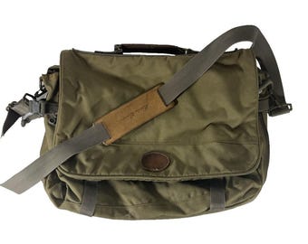 90s Eddie Bauer Canvas Crossbody Messenger Laptop Bag Olive Green, Vintage Eddie Bauer Bag, Canvas Crossbody Bag, Messenger Bag