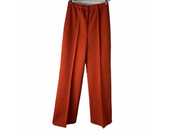 70s Womens Large High Rise Wide Leg Flare Knit Pull On Pants Disco Hippy, Womens Wide Leg Pants, Vintage Bell Bottom Pants, Disco Pants