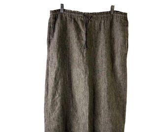 90s Womens Small Petite Linen Pull on Knee Skirt Flowy Lagenlook Artsy, Womens Linen Skirt, Vintage Lagenlook Skirt, J. Jill Skirt