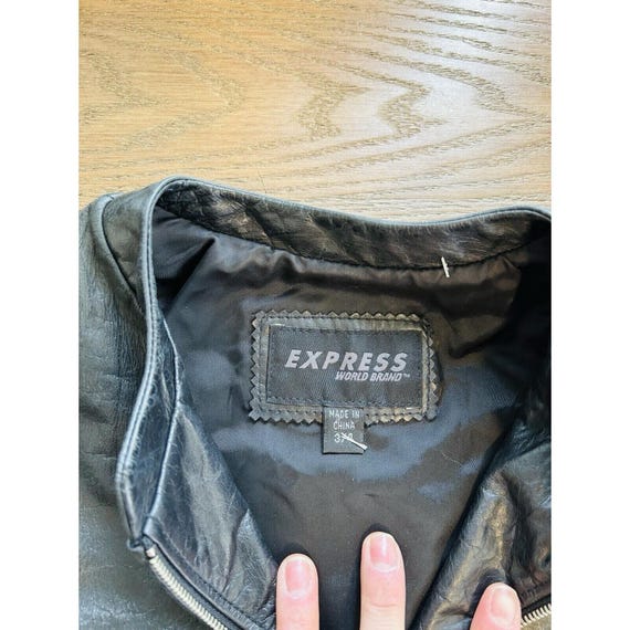90s Express Womens 4 Distressed Leather Zip Cropp… - image 4